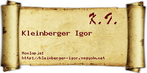 Kleinberger Igor névjegykártya